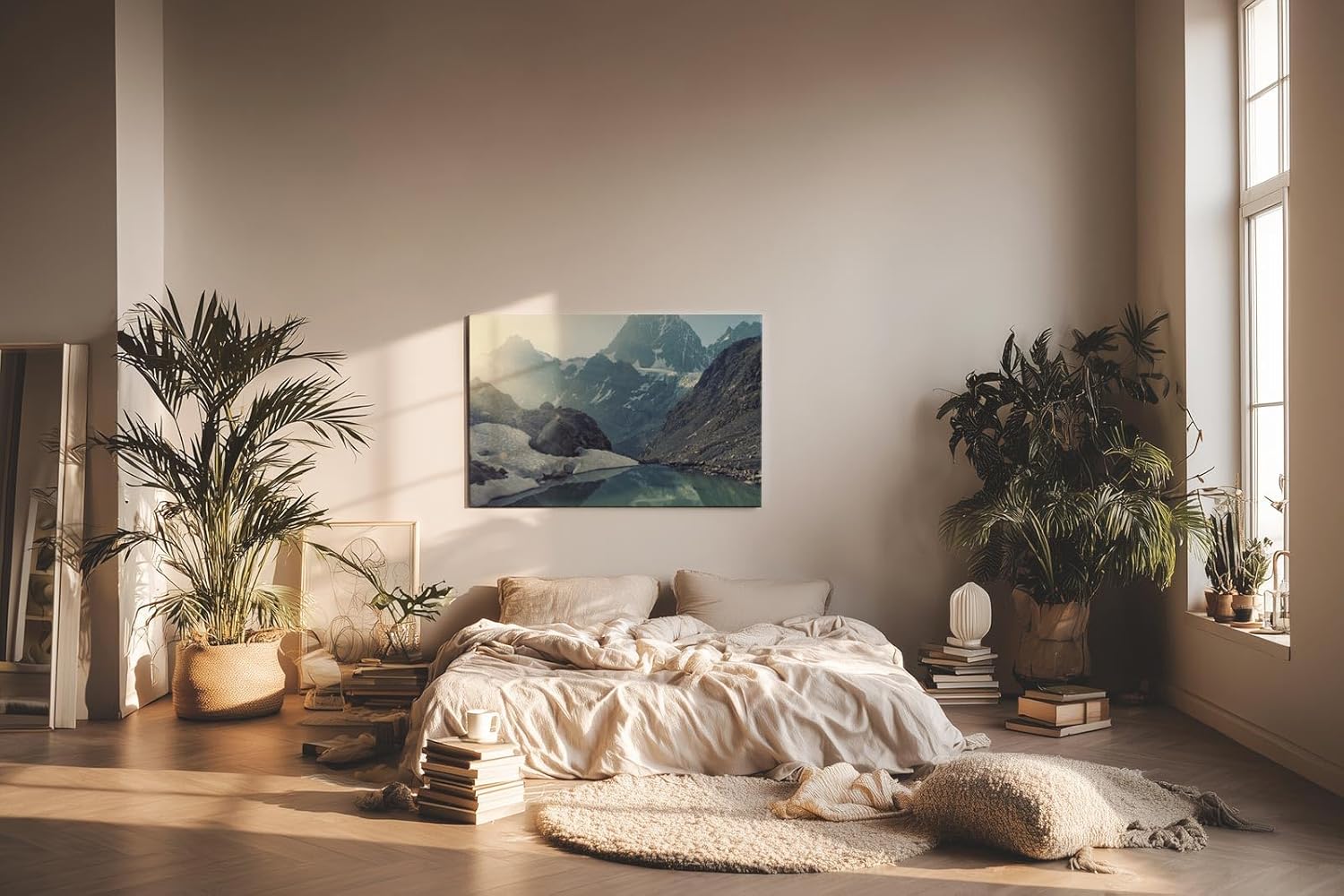 Sinus Art Wandbild 120x80cm Beeindruckende Alpenlandschaft mit Eis, Wasser und Licht – kraftvoll und beruhigend zugleich