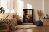 Paul Sinus Wandbild in 40x60cm A Journey to Love – Frau im Zug mit Blick auf den Eiffelturm, warmes Abendlicht, romantisches Paris-Motiv im Vintage-Stil