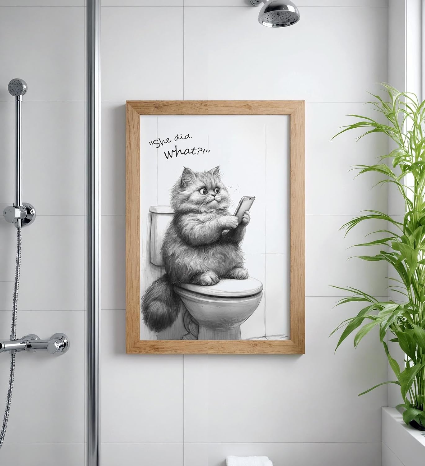 Paul Sinus Poster/Leinwandbild/Rahmenoption Lustiges Katzenbild – Witzige Klo-Deko fürs Gäste-WC – Perfekt für Social-Media-Fans