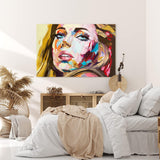 Wandbild 120x80cm Porträt einer jungen Frau Kunstvoll Farbenfroh Abstrakt