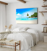 Wandbild 120x80cm Karibik Südsee Palmen Strand Meer Sommer