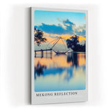 Paul Sinus Kunstdruck 40x60cm Mekong Reflection Vietnam Fischernetz Wasser Spiegelung Sonnenuntergang