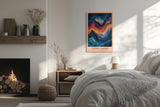 Paul Sinus Leinwandbild 80x120cm kosmische Farbexplosion mit fließenden Wellenformen, abstrakte Wandkunst mit tiefen Blautönen