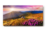 Sinus Art Wandbild 120x80cm Stimmungsvolles Landschaftsmotiv mit leuchtendem Himmel und blühender Wiese