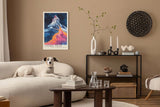 Paul Sinus Leinwandbild 40x60cm Leinwandbild Cosmic Peak – Faszinierende Darstellung eines Berggipfels mit kosmischen Farben, surrealer Naturkunst