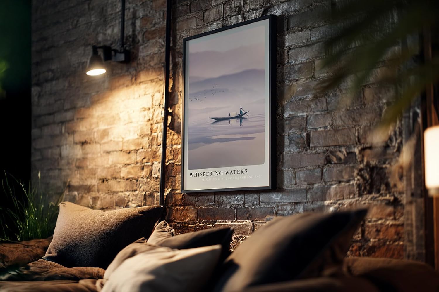 Paul Sinus Kunstdruck 40x60cm Boot See Morgenstimmung Nebel Berge Stille Whispering Waters
