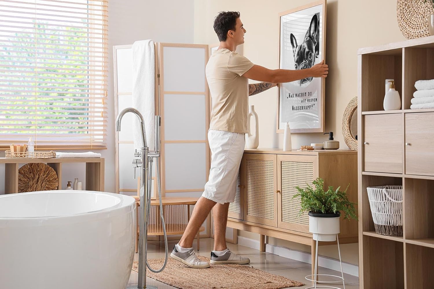 Paul Sinus Poster/Leinwandbild/Rahmenoption Lustiges Hundebild – Witzige Klo-Deko fürs Gäste-WC – Perfekt für Hundeliebhaber