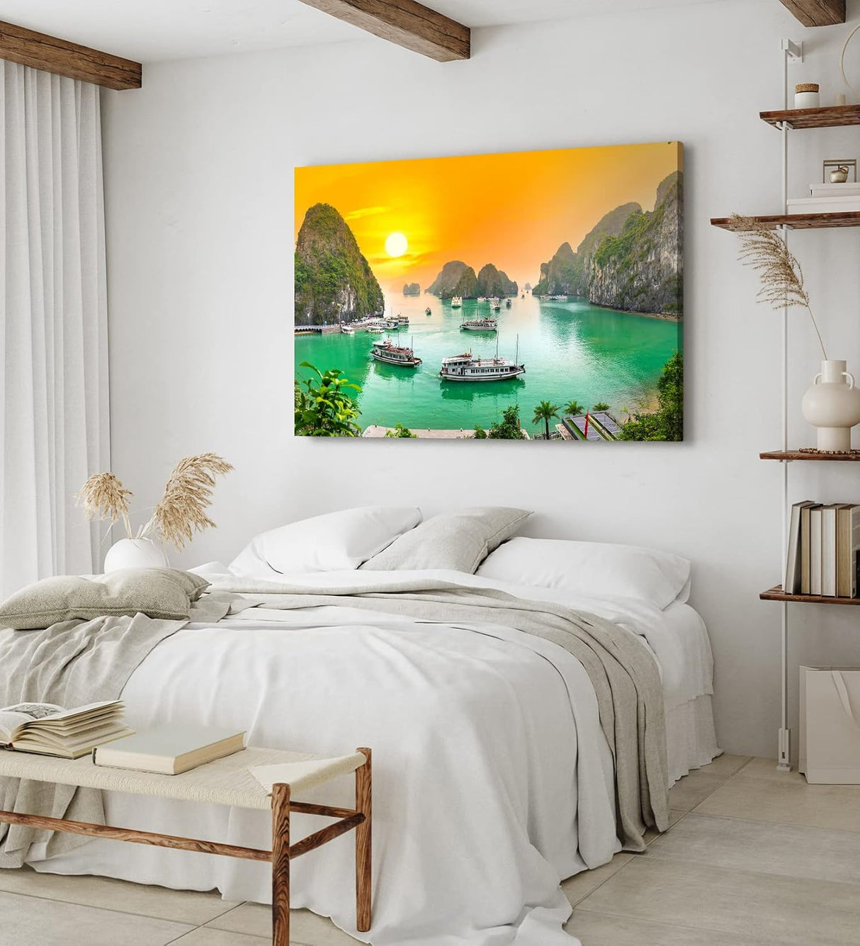 Paul Sinus Wandbild 120x80cm V?nh H? Long Bucht in Vietnam Sonnenuntergang Felsen