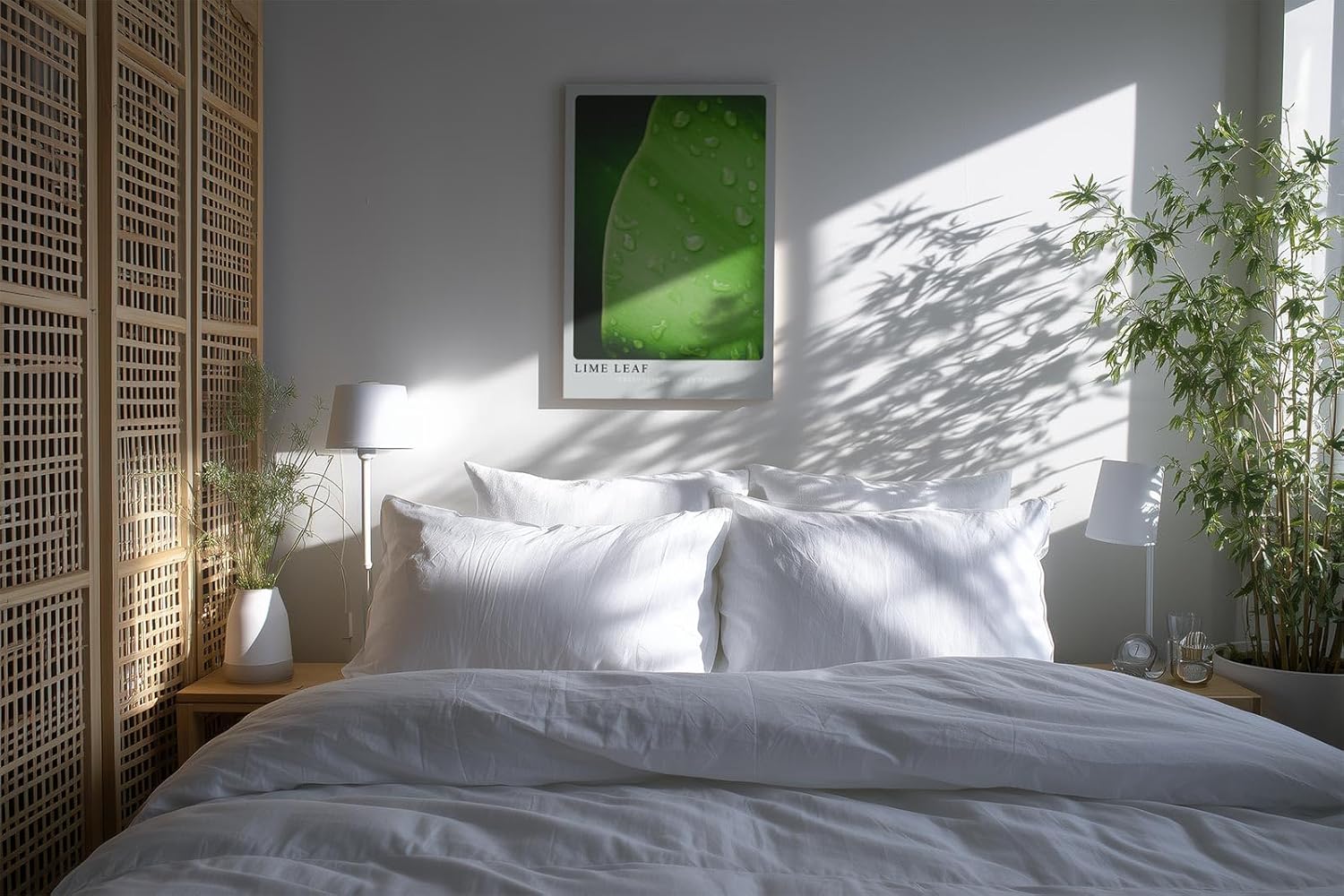 Paul Sinus Kunstdruck 40x60cm Lime Leaf Tropfen Blatt Grün Natur Makro Minimalismus