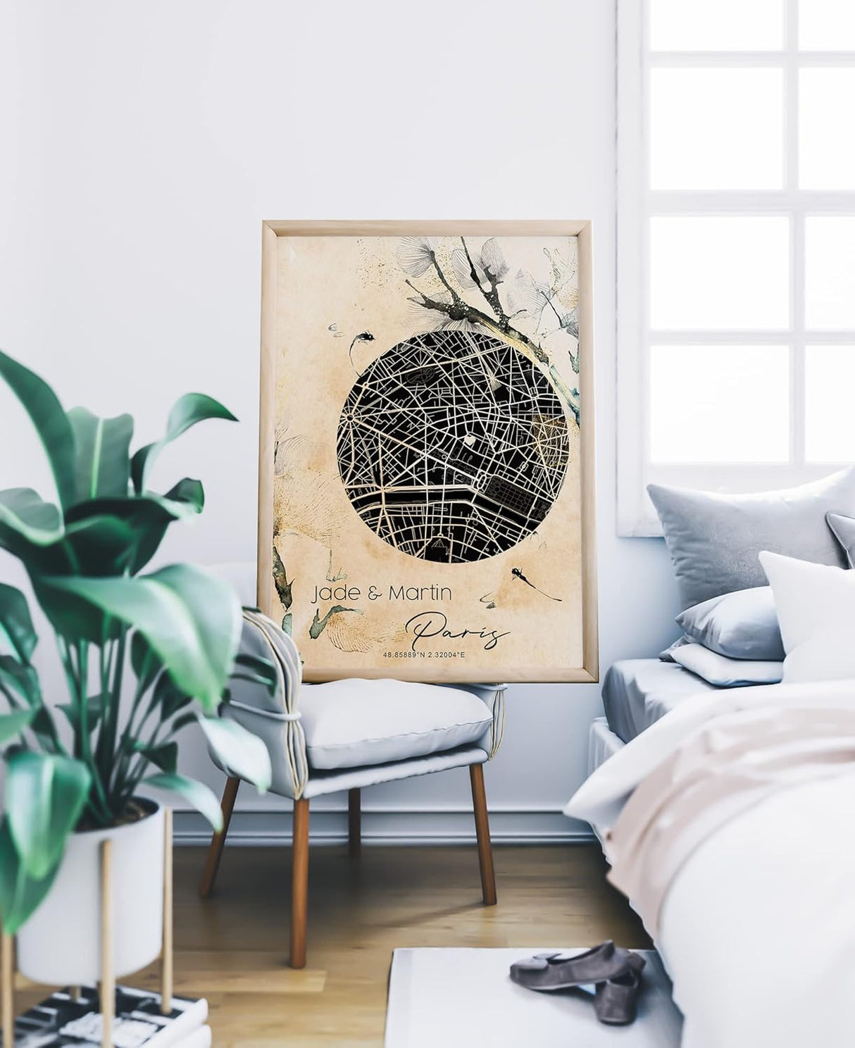 Paul Sinus personalisierter Bilderrahmen mit deinen GPS Koordinaten und Namen. 30cm x 42cm Holz Wechselrahmen mit Glas und Passepartout. Einzigartiges Geschenk. (ohne Rahmen)