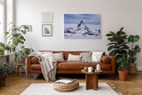 Sinus Art Wandbild 120x80cm Imposantes Matterhorn umgeben von Gletschern und schwebenden Vögeln