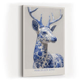 Paul Sinus Wandbild in 40x60cm Porcelain King – majestätischer Hirsch in edler Blau-Weiß-Optik mit detailreicher Porzellanstruktur