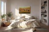 Sinus Art Wandbild 120x80cm Die Kraniche in der goldenen Landschaft erzeugen ein Gefühl von Freiheit und Frieden