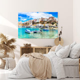 Paul Sinus Wandbild 120x80cm Italienisches Küstendorf Häuser Hafen Boote Mittelmeer