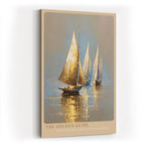 Paul Sinus Wandbild in 40x60cm The Golden Glide – Goldene Segelboote auf ruhigem Wasser im warmen Licht