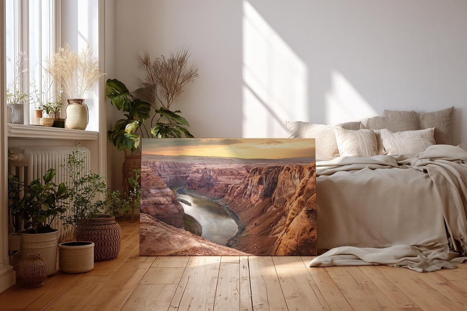 Sinus Art Wandbild 120x80cm Weite Felsformationen und Flussverlauf in harmonischer Farbgebung
