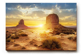 Sinus Art Wandbild 120x80cm Dramatischer Sonnenuntergang mit Wüstenformationen und weitem Himmel