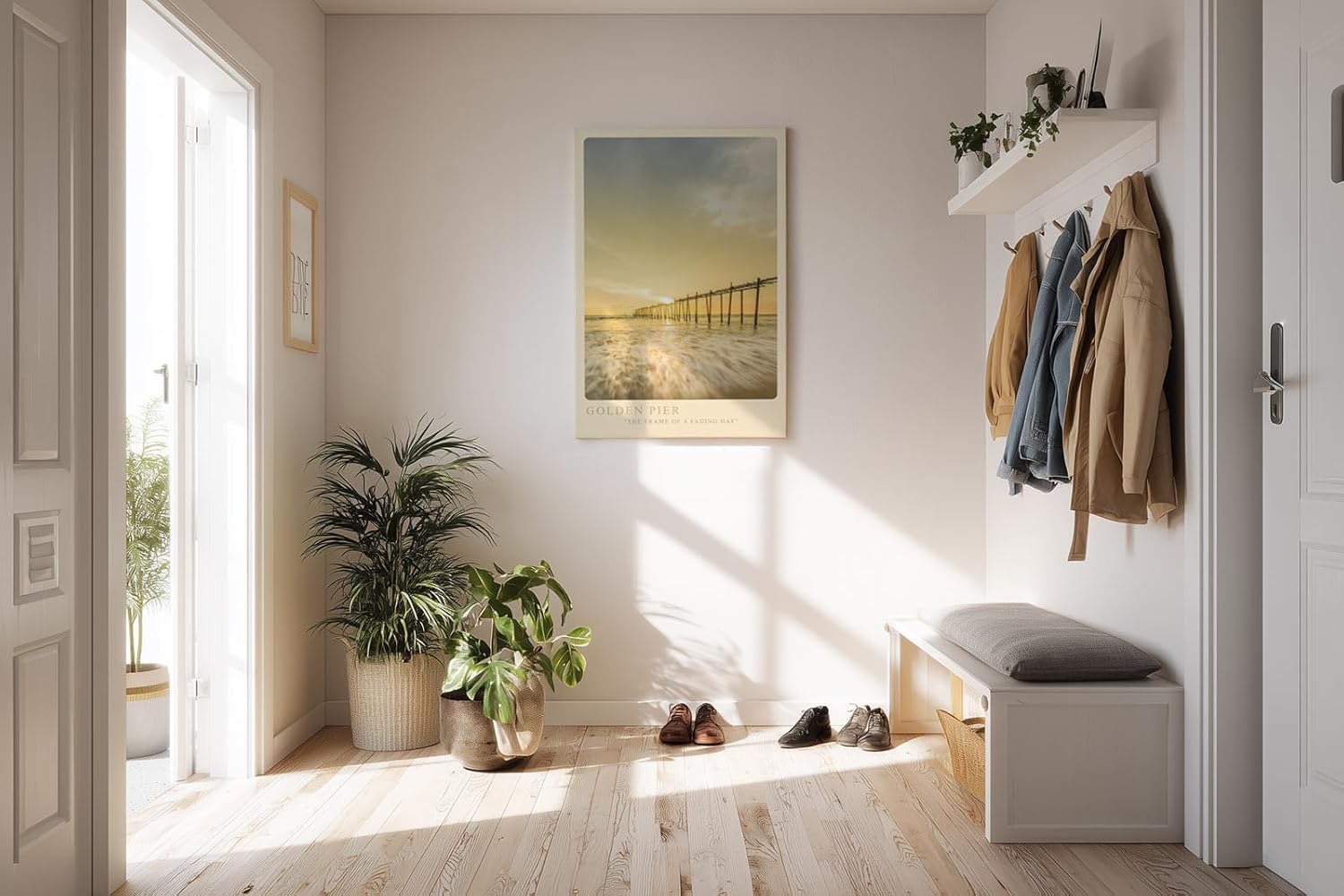 Paul Sinus Kunstdruck 40x60cm Golden Pier Steg im goldenen Licht The Frame of a Fading Day