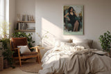 Paul Sinus Wandbild in 40x60cm Frau in schwarzem Spitzenkleid auf Sessel – modernes Porträt mit ausdrucksstarker Präsenz