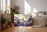 Sinus Art Wandbild 120x80cm Schneebedeckte Berge und nebelverhangene Täler in beeindruckender Komposition