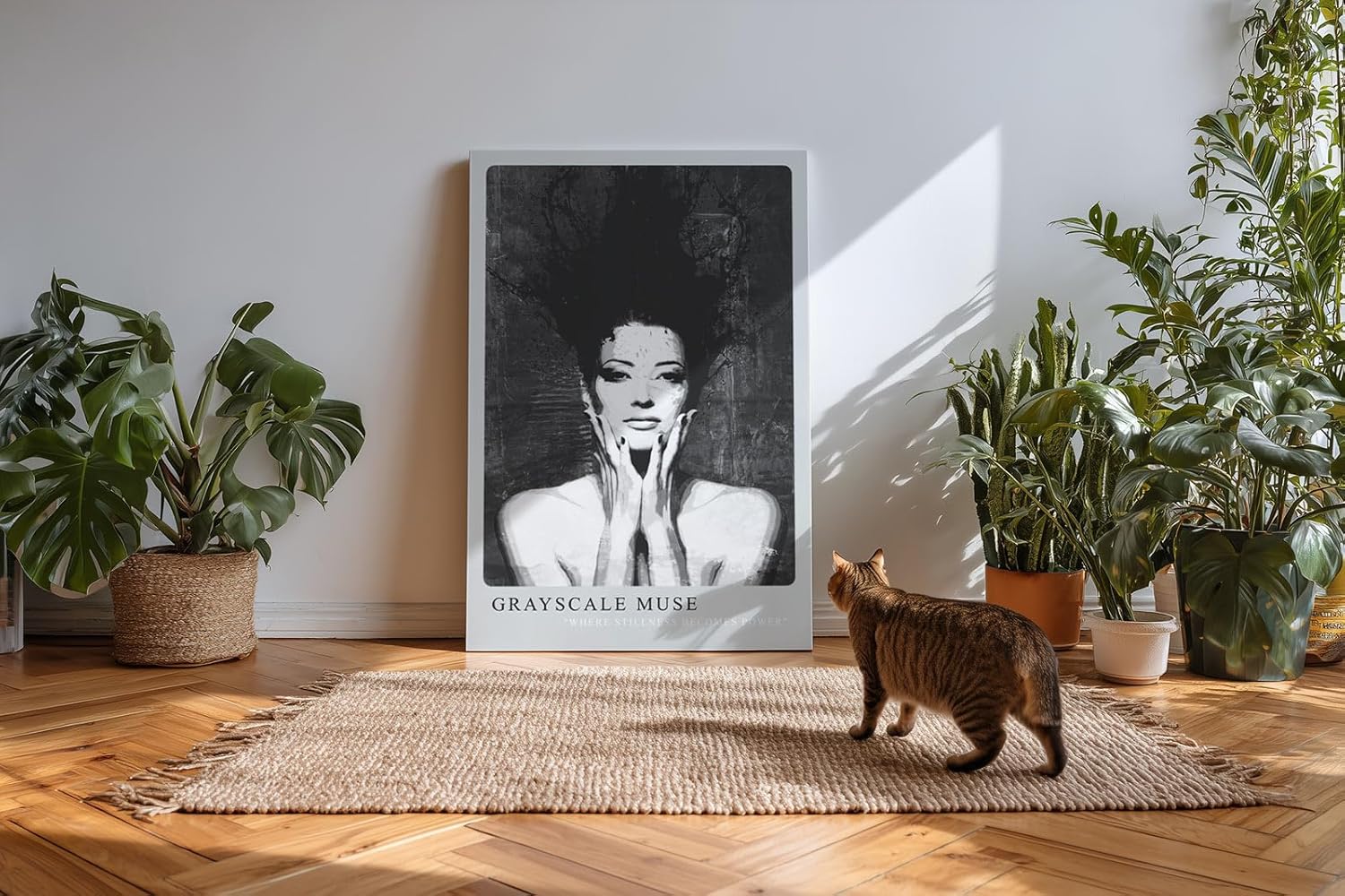 Paul Sinus Kunstdruck 40x60cm Grayscale Muse Porträt in Schwarz-Weiß Stillness Becomes Power