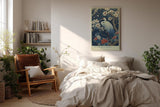 Paul Sinus Wandbild in 40x60cm The Crane of Spring mit elegantem Kranich zwischen blühenden Magnolien für harmonische Wandgestaltung