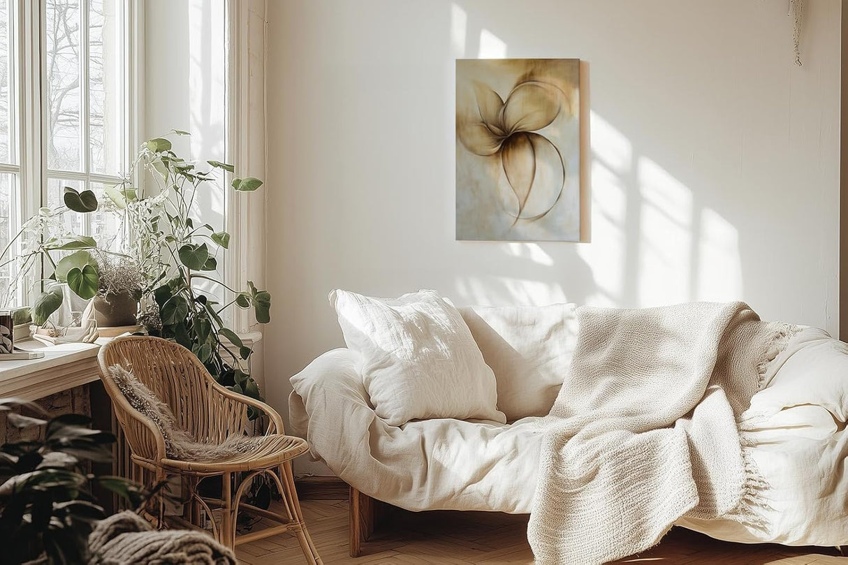 Paul Sinus 60x90cm Wandbild Tanz der Blüten in Beige – Schwungvolle Leichtigkeit mit moderner Blume