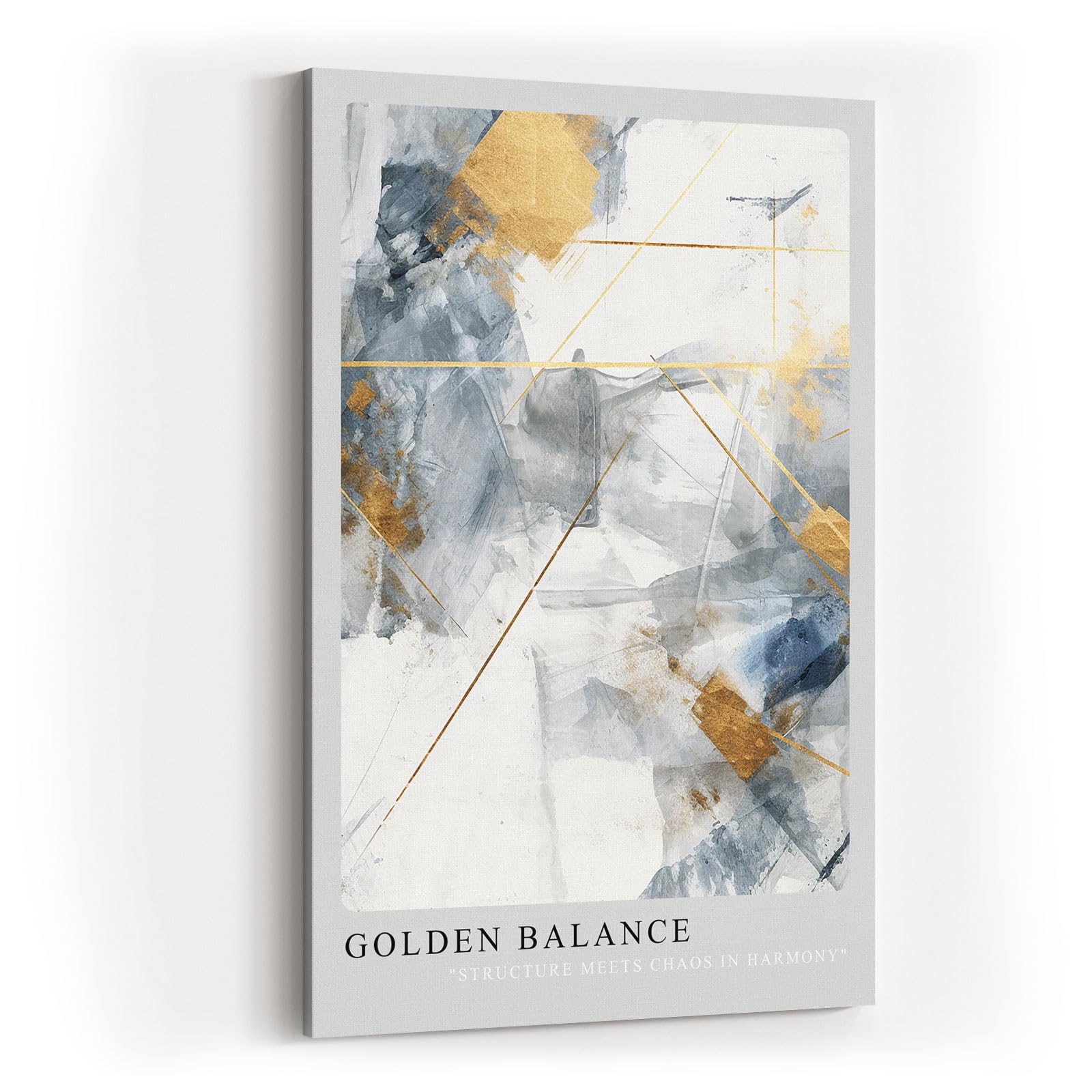 Paul Sinus Kunstdruck 40x60cm Golden Balance – Abstraktes Kunstwerk in Gold, Grau und Weiß als harmonische Komposition