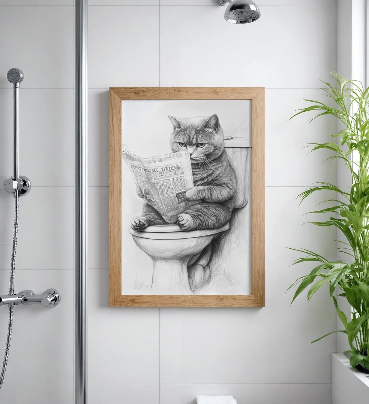 Paul Sinus Poster/Leinwandbild/Rahmenoption Lustiges Katzenbild – Witzige Klo-Deko fürs Badezimmer – Perfekt fürs Gäste-WC