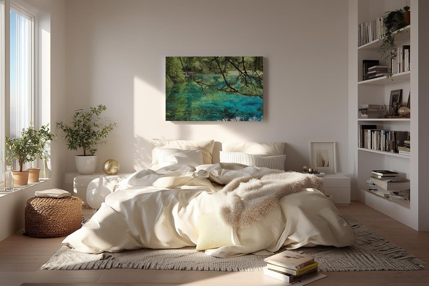 Sinus Art Wandbild 120x80cm Die Äste im Vordergrund und das klare Wasser erzeugen Tiefe und beruhigende Natürlichkeit