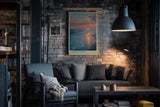 Paul Sinus Wandbild in 40x60cm Letztes Licht am Meer mit leuchtendem Sonnenuntergang und sanftem Wellenspiel