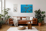 Sinus Art Wandbild 120x80cm Schwarm eleganter Bannerfische in natürlicher Bewegung – faszinierendes Meeresmotiv