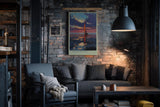 Paul Sinus Wandbild in 40x60cm Segelboot im Abendlicht mit roten Segeln auf ruhigem Wasser – maritimes Kunstwerk voller Farbintensität