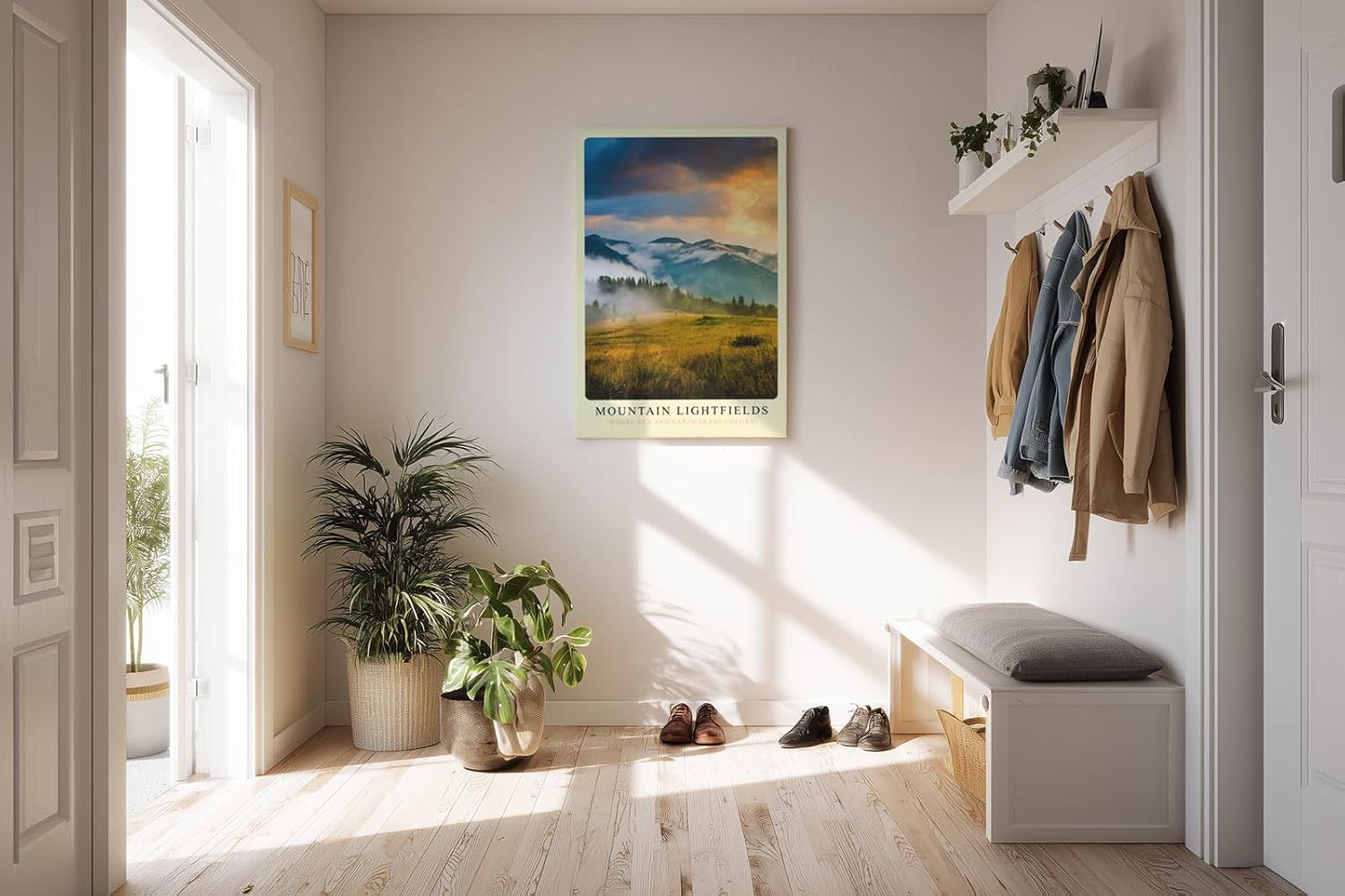 Paul Sinus Kunstdruck 40x60cm Mountain Lightfields Sonnenaufgang Berglandschaft Natur Himmel Nebel Panorama