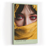 Paul Sinus Wandbild in 40x60cm Eyes of Jade – Intensiver Blick mit grünen Augen und gelbem Tuch