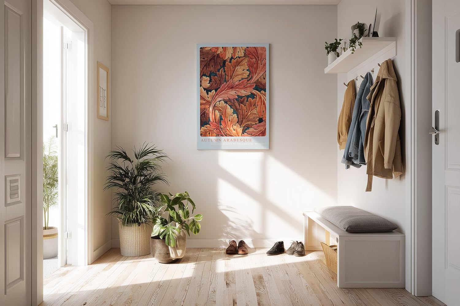 Paul Sinus Kunstdruck 40x60cm Autumn Arabesque herbstliche Blätterpracht in warmen Orange- und Brauntönen mit Ornamentstruktur