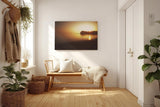Sinus Art Wandbild 120x80cm Ruhiger Küstenstreifen im goldenen Abendlicht – meditativ, weit und beruhigend
