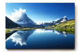 Sinus Art Wandbild 120x80cm Majestätisches Matterhorn reflektiert sich in klarem Bergsee unter blauem Himmel