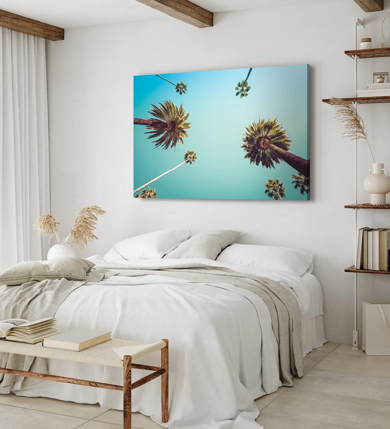 Wandbild 120x80cm Palmen Süden Sonnenschein Sommer Himmel Kunstvoll