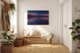 Sinus Art Wandbild 120x80cm Spektakuläre Alpenkulisse mit reflektierendem Wasser und leuchtenden Bergspitzen
