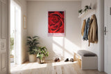 Paul Sinus Kunstdruck 40x60cm Scarlet Bloom – Rote Rosenblüte in Makroaufnahme mit eleganter Form und samtiger Textur