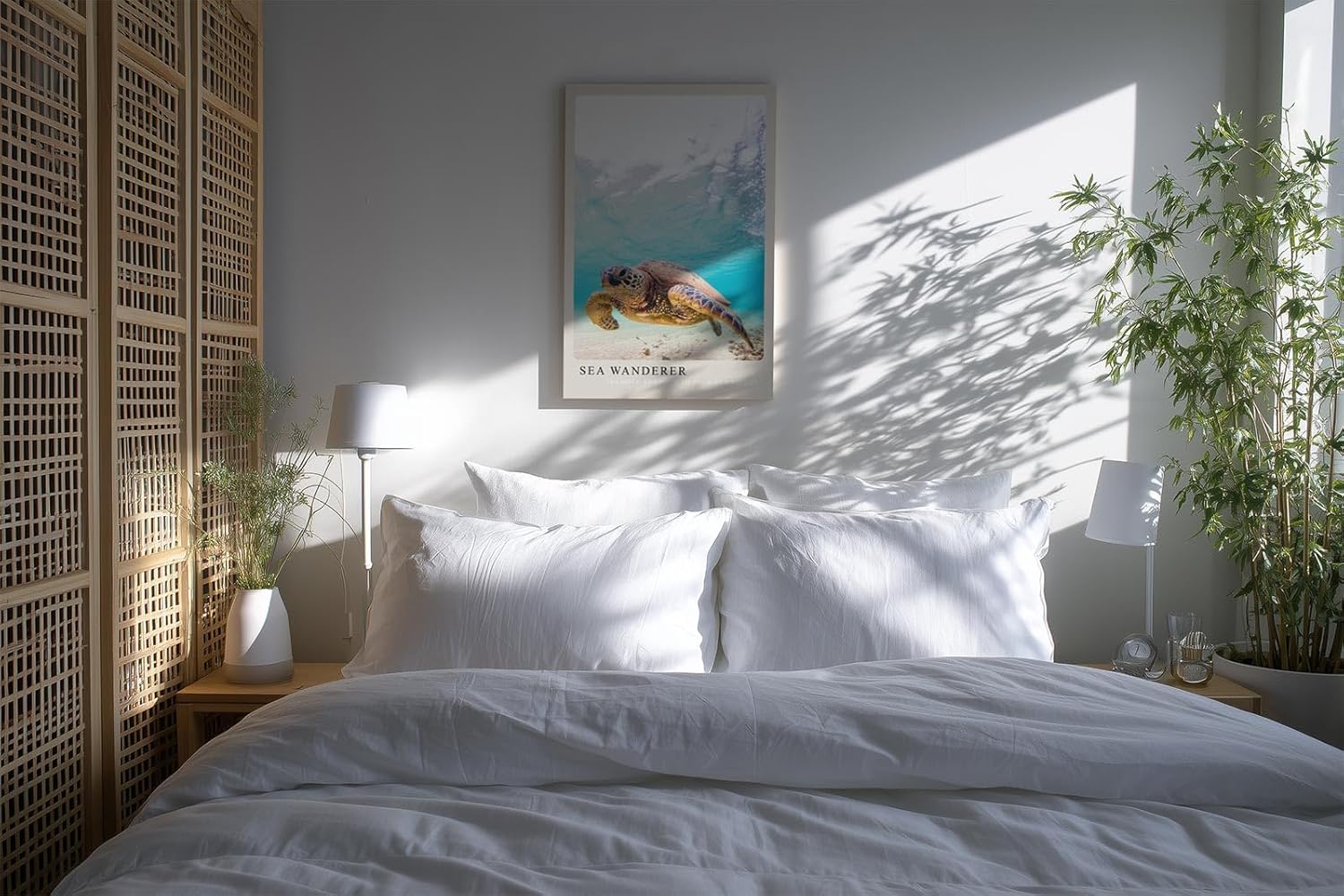 Paul Sinus Kunstdruck 40x60cm Sea Wanderer mit Meeresschildkröte unter Wasser in Türkis