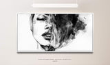 Frauen Gesicht ca. 130x70cm Wandbild inklusive Schattenfugenrahmen weiss - Panorama Leinwand Bild XXL Format Wandbilder Wohnzimmer Wohnung Deko Kunstdrucke