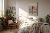 Paul Sinus Wandbild in 40x60cm A Daydream in New York – Frau auf Balkon mit Blick auf Skyline im sanften Licht, romantisches Stadtmotiv