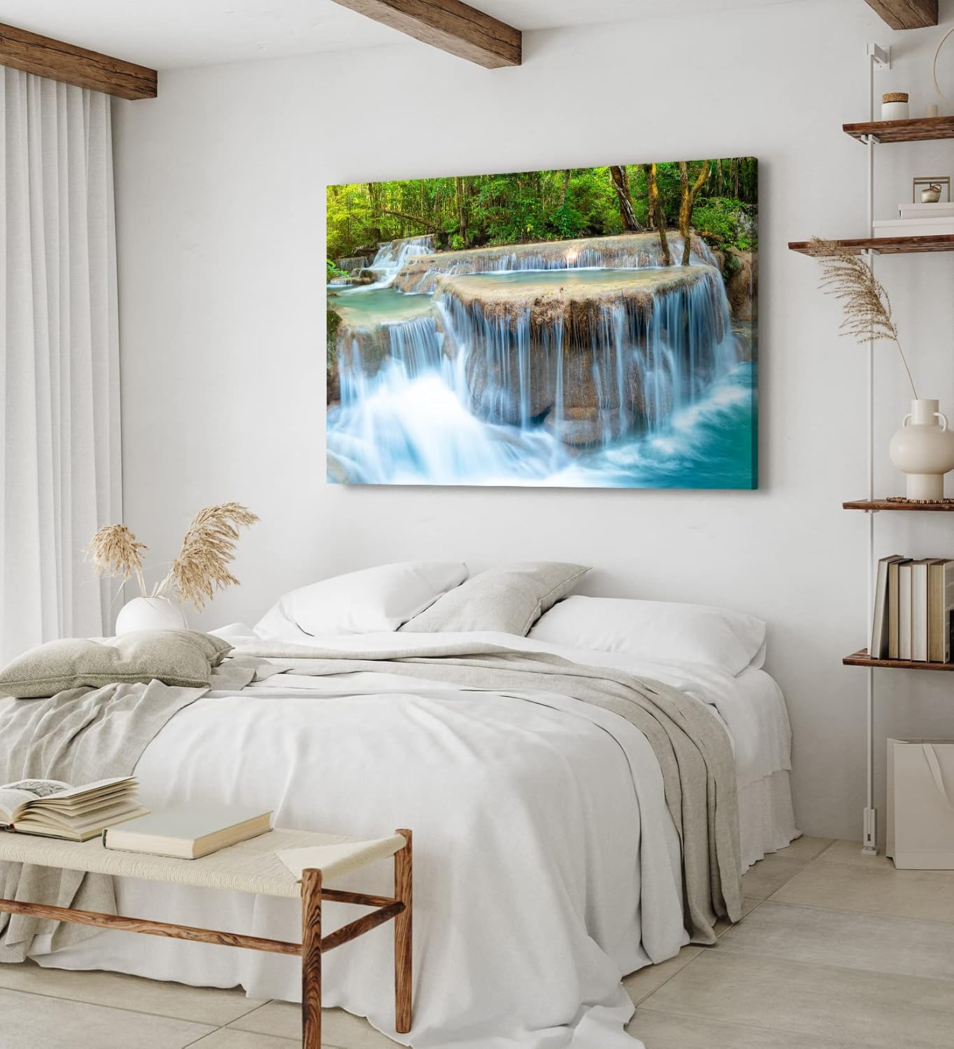 Paul Sinus Wandbild 120x80cm Erawan Falls Thailand Wasserfälle im Dschungel Natur