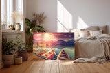 Sinus Art Wandbild 120x80cm Spektakuläre Lichtstimmung mit glühendem Himmel und ruhiger Seeoberfläche schafft eine lebendige Naturkulisse