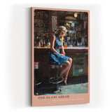 Paul Sinus Wandbild in 40x60cm Frau in blauem Kleid an Bar – modernes Porträt mit urbanem Flair