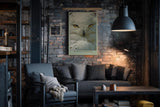 Paul Sinus Wandbild in 40x60cm Nahaufnahme einer weißen Schneeeule – detailreiches Tierporträt mit intensiven Augen