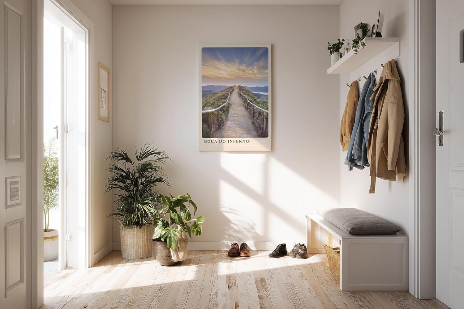 Paul Sinus Kunstdruck 40x60cm Boca do Inferno Azoren mit Weg auf dem Vulkangrat bei Sonnenuntergang