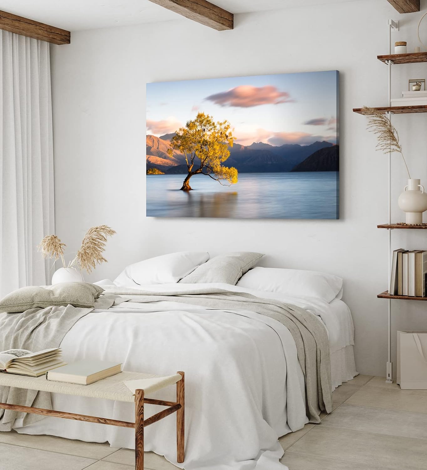 Paul Sinus Wandbild 120x80cm Baum im Wasser See Berge Natur Vögel